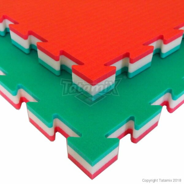 Puzzelmat voor judo Tatamix | 4 cm | zacht | rood-wit-groen