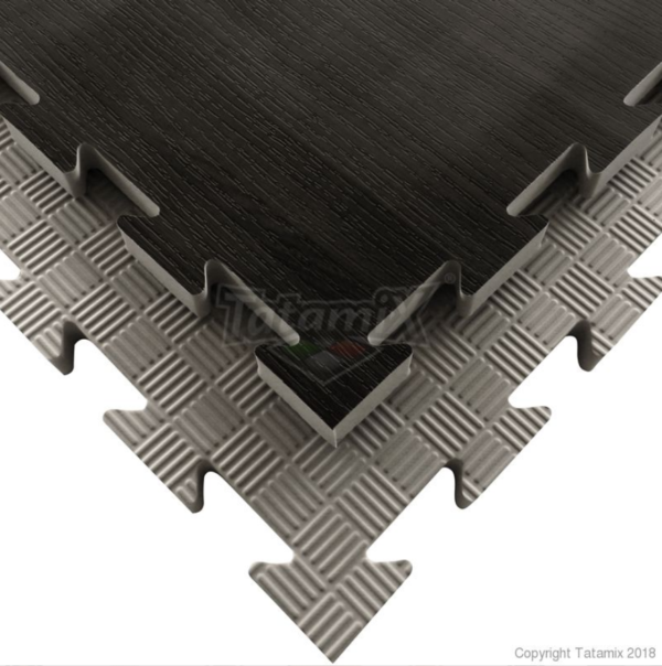 Puzzelmat houtmotief & 5-lijnenrelief Tatamix | 2 cm | zwart